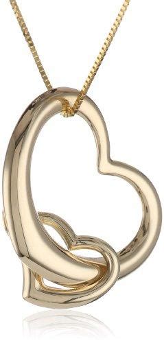 amazoncom  yellow gold double heart pendant necklace  jewelry