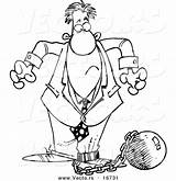 Chain Cartoon Ball Drawing Coloring Shackled Businessman Outlined Vector Leishman Ron Royalty Clipart Shackle sketch template