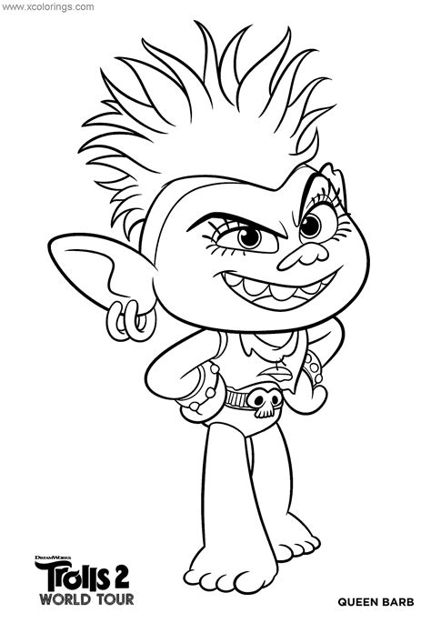 trolls world  coloring pages queen barb xcoloringscom