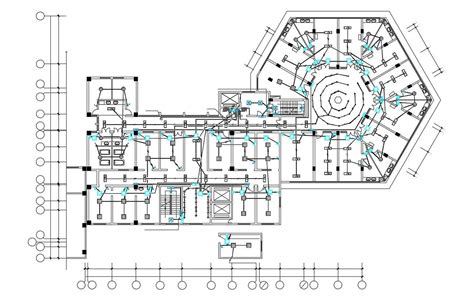 commercial building plan electric layout dwg file cadbull
