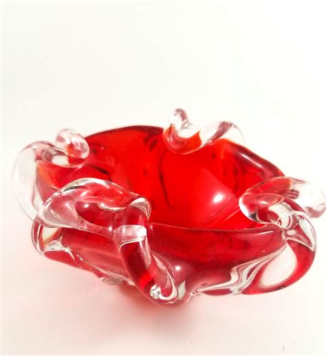 Luscious Red Murano Art Glass Ashtray