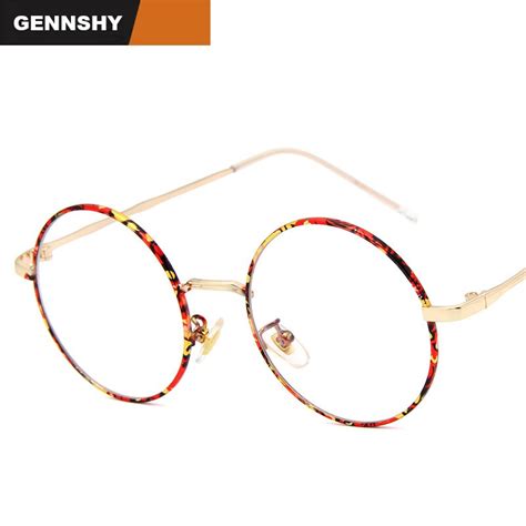 women vintage round metal frame clear lens glasses nerd spectacles
