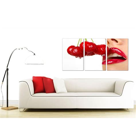 Cherry Lips Canvas Wall Art Set Of 3 For Your Bedroom