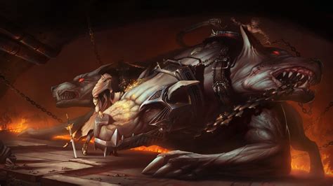 fantasy cerberus hd wallpaper  pavel yurev