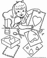 Coloring Valentine Pages Kids Valentines Printable Sheets Heart Paper Cut Grade Hearts Color Paste Craft Holiday Children Crafts Girl 2nd sketch template