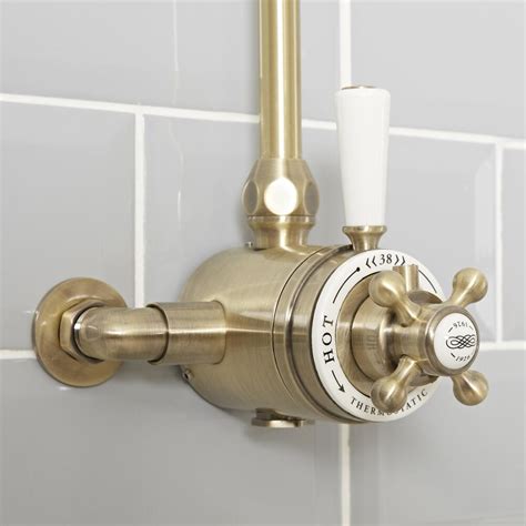 milano elizabeth traditional dual control exposed thermostatic shower valve brushed gold