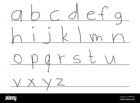 handwritten english alphabet  lined paper stock vector image art