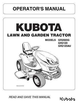 kubota lawn tractor grg gr grau operators manual reprinted  ebay