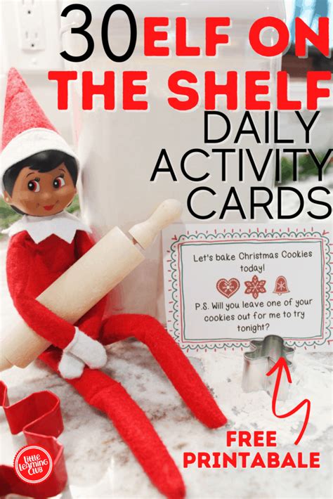 elf   shelf activity cards  printable  learning club