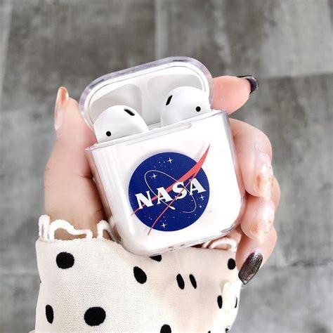 nasa style astronaut space clear hard protective shockproof case  apple airpods