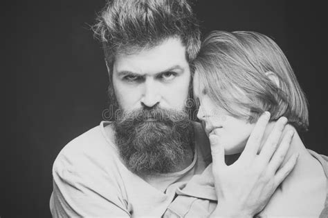 Fashion Shot Of Couple After Haircut Hairstyle Concept Woman On
