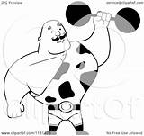 Strong Man Cartoon Barbell Clipart Holding Coloring Vector Thoman Cory Outlined 2021 sketch template