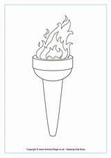 Olympic Torch Colouring Template Pages Coloring Kids Olympics Activityvillage sketch template