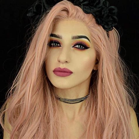 long campsis grandiflora peach pink synthetic lace front wig