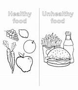 Coloring Unhealthy Healthy Food Pages Burger Dog Hot Kids Vs Playinglearning sketch template