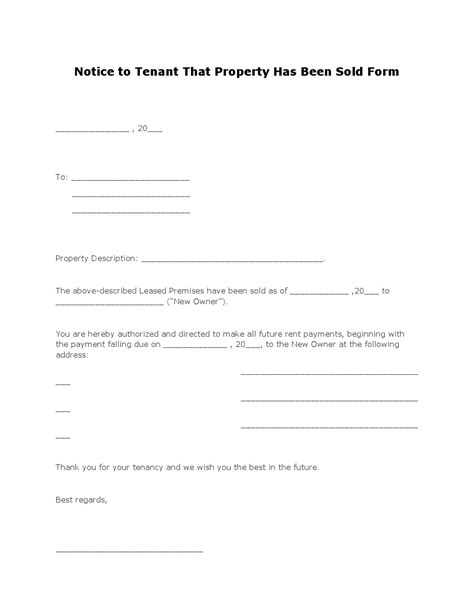 notice  tenant  property   sold form  template