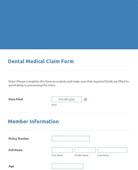 dental medical claim form template jotform