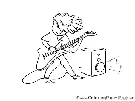 guitarist  kids printable colouring page