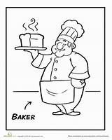 Baker Coloring Community Helpers Preschool Pages Worksheet Worksheets Colouring School People Kids Workers Sheets Theme Education Choose Board sketch template