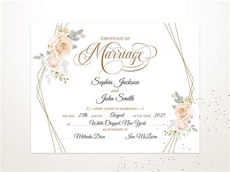 Elegant Wedding Certificate Printable Certificate Of