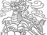 Dragon Boat Coloring Festival Chinese Pages Kids Sheets Choose Board sketch template