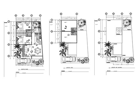 bungalow house plans  dwg file cadbull