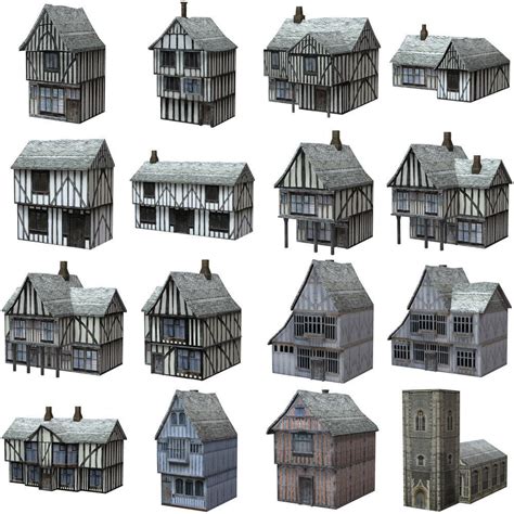 3d Model Low Polygon Medieval Buildings Cgtrader
