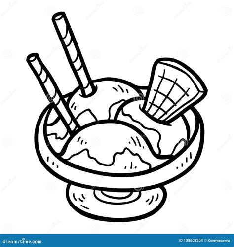 coloring book ice cream  bowl stock vector illustration  child