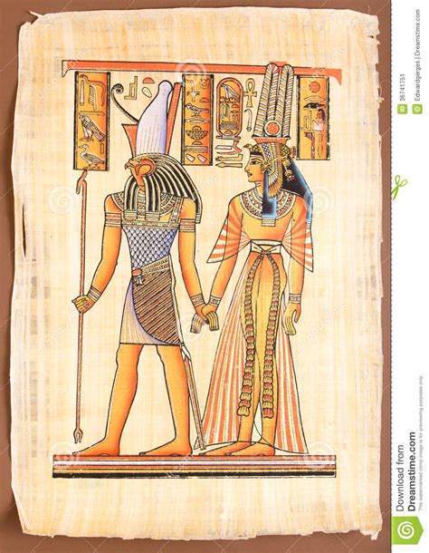Egyptian God Horus With Queen Cleopatra Stock Image
