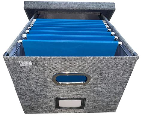 collapsible file box storage organizer  lid decorative linen