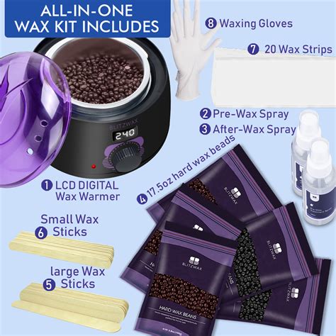 Blitzwax Waxing Kit For Women Men Digital Wax Warmer Hard Wax Kit With