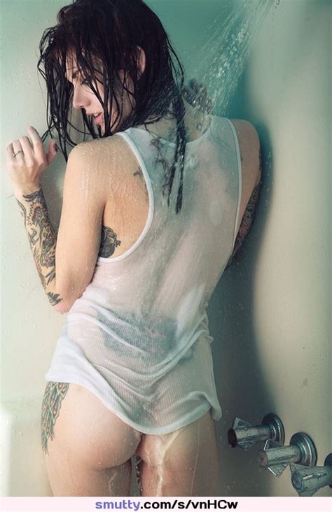 Shower Wet Seethrough Wifebeater Tattoos Bareass