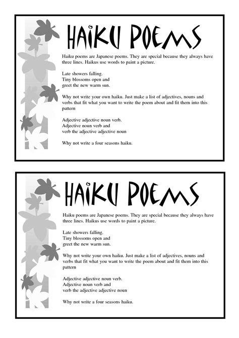 haiku poem haiku poems haiku poems  kids poetry templates