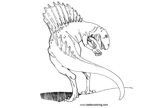 jurassic world coloring pages baryonyx lineart  printable
