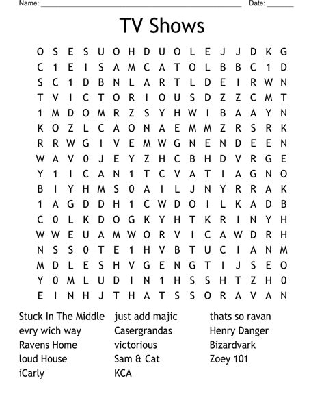 tv shows word search wordmint