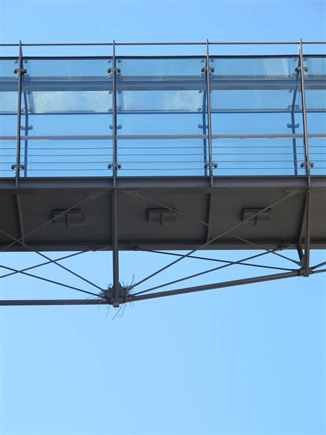 glass  steel sky walkway linking  buildings