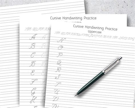cursive handwriting practice  lined paper letter size  etsy
