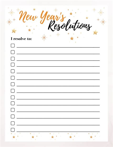 years resolutions list printable instant  etsy
