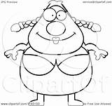 Pudgy Swimmer Female Clipart Cartoon Outlined Coloring Vector Thoman Cory Royalty sketch template