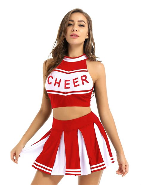 Red Cheerleader School Girl Uniform Costume