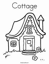 Cottage Coloring Pages House Drawing Printable Kids Color Outline Building Buildings Twistynoodle sketch template
