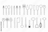 Cutlery Outlines sketch template