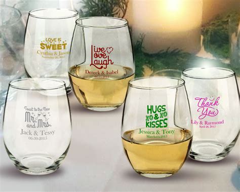 Wedding Personalized Stemless Wine Glasses 5 5 Oz Arc