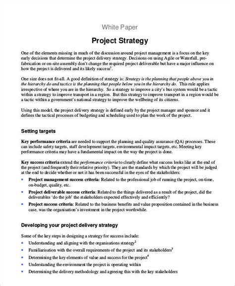 strategy paper templates  samples examples format