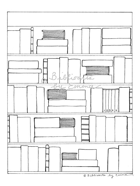 book bookcase printable instant  coloring page etsy