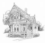 Coloring Pages Victorian Lang Adult Mansion House Colouring Houses Printable William Adults Ausmalbilder Häuser Drawings Ausmalen Erwachsene Kids History Für sketch template