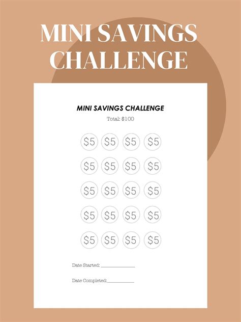 mini savings challenge  template   savings challenge