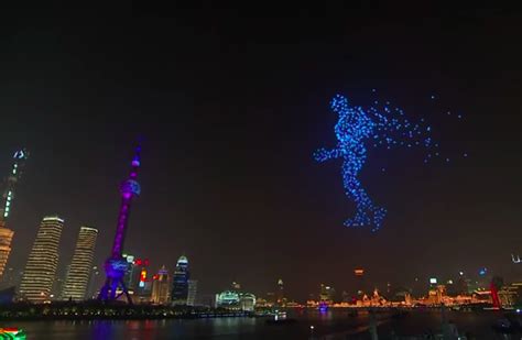 shanghais incredible  years eve drone show