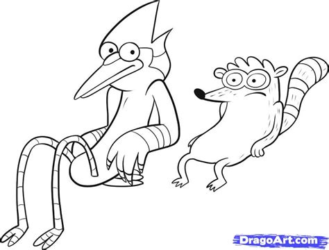 How To Draw Mordecai And Rigby Step By Step Cartoon