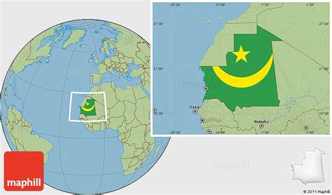 Flag Location Map Of Mauritania Savanna Style Outside Location Map